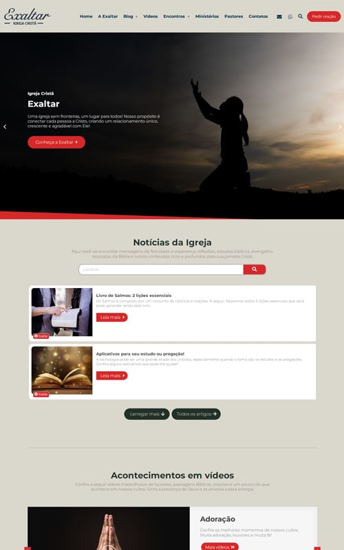 Página inicial do site